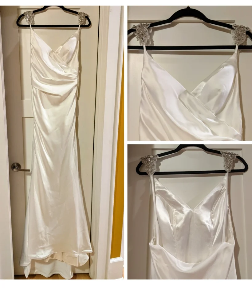 Satin Low Back Wedding Gown ✨ FREE VEIL ✨ - Picture 4 of 15